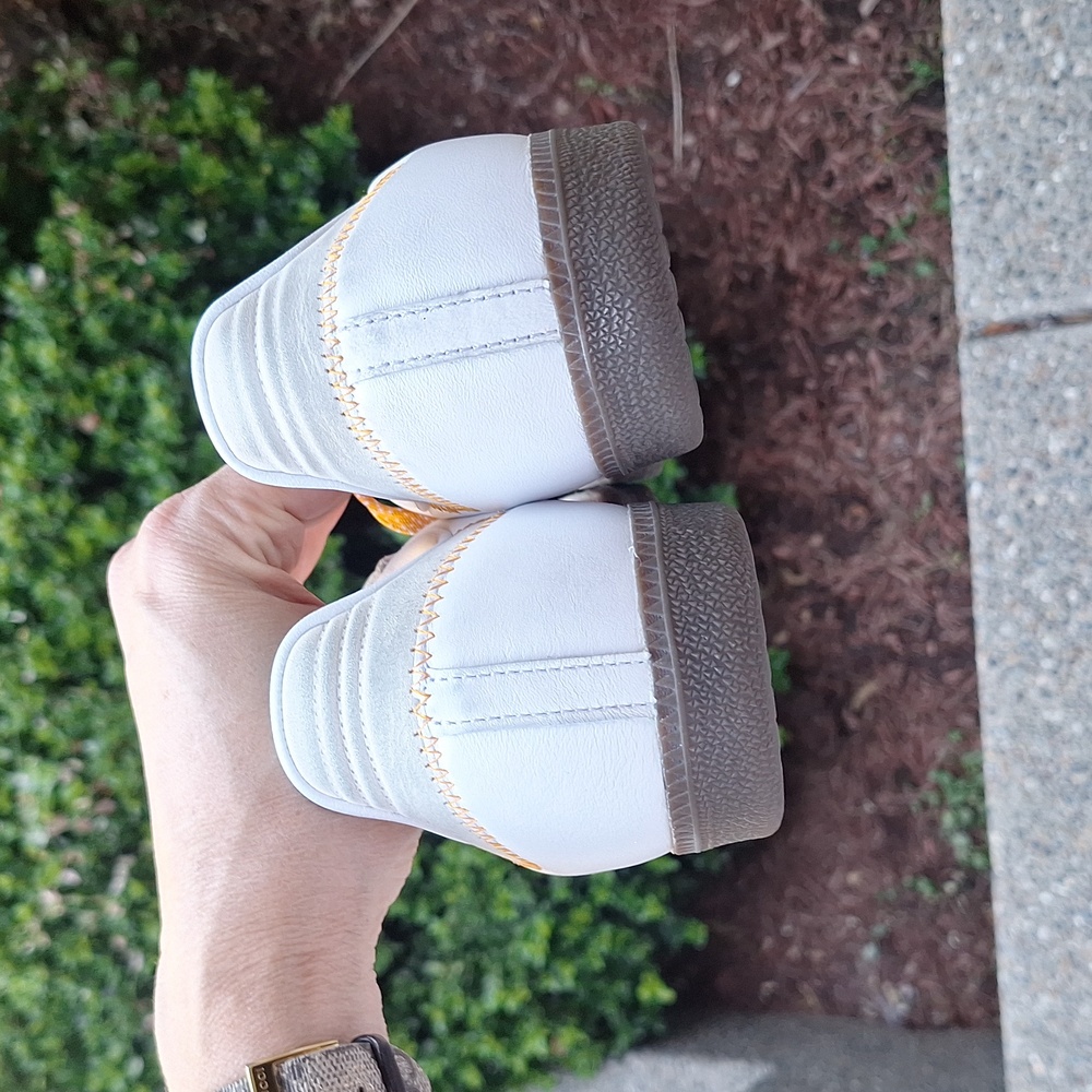 adidas Samba Sneakers White with Orange Stripes and Brown Sole - Picture 7 of 11